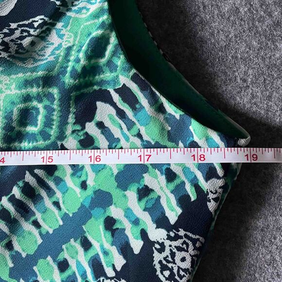 Womens Rabbit Rabbit Rabbit Designs Wrap Fit & Flare Dress Blue Geometric Sze 14 - Picture 9 of 10